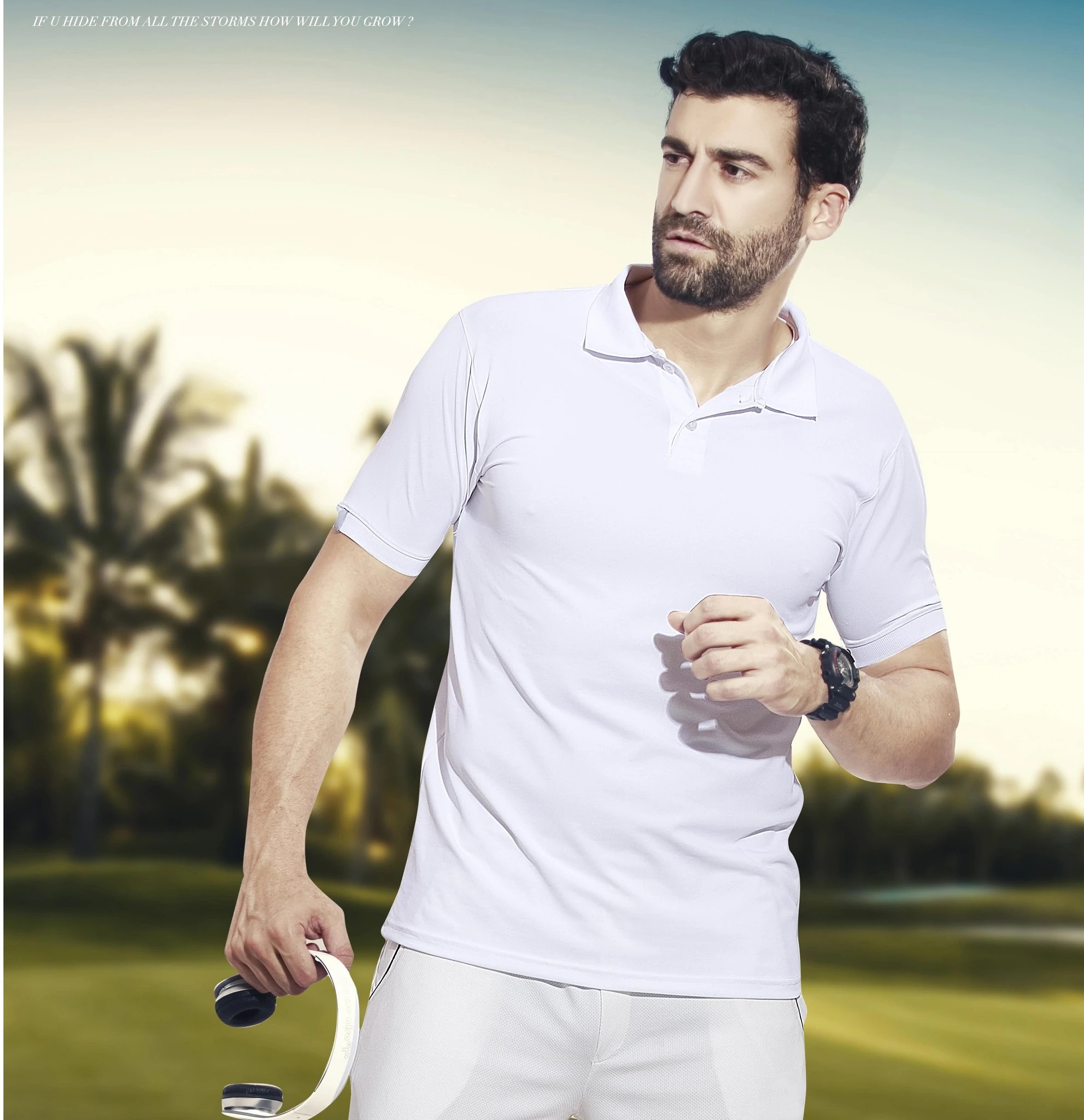 Technosport Polo Neck Half Sleeve Dry Fit T Shirt for Men OR-51 (White)