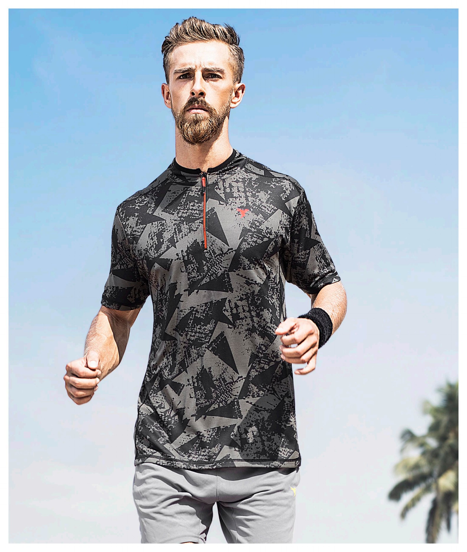 Techno sports Zipper T-shirt (P-444)
