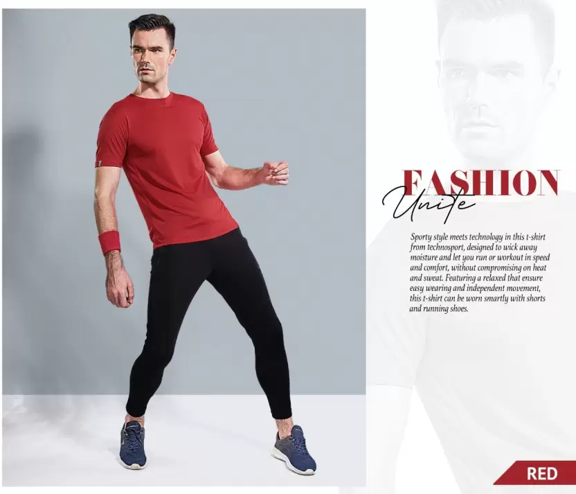 Technosport Crew Neck Half Sleeve Dry Fit T Shirt OR-35 (Red)