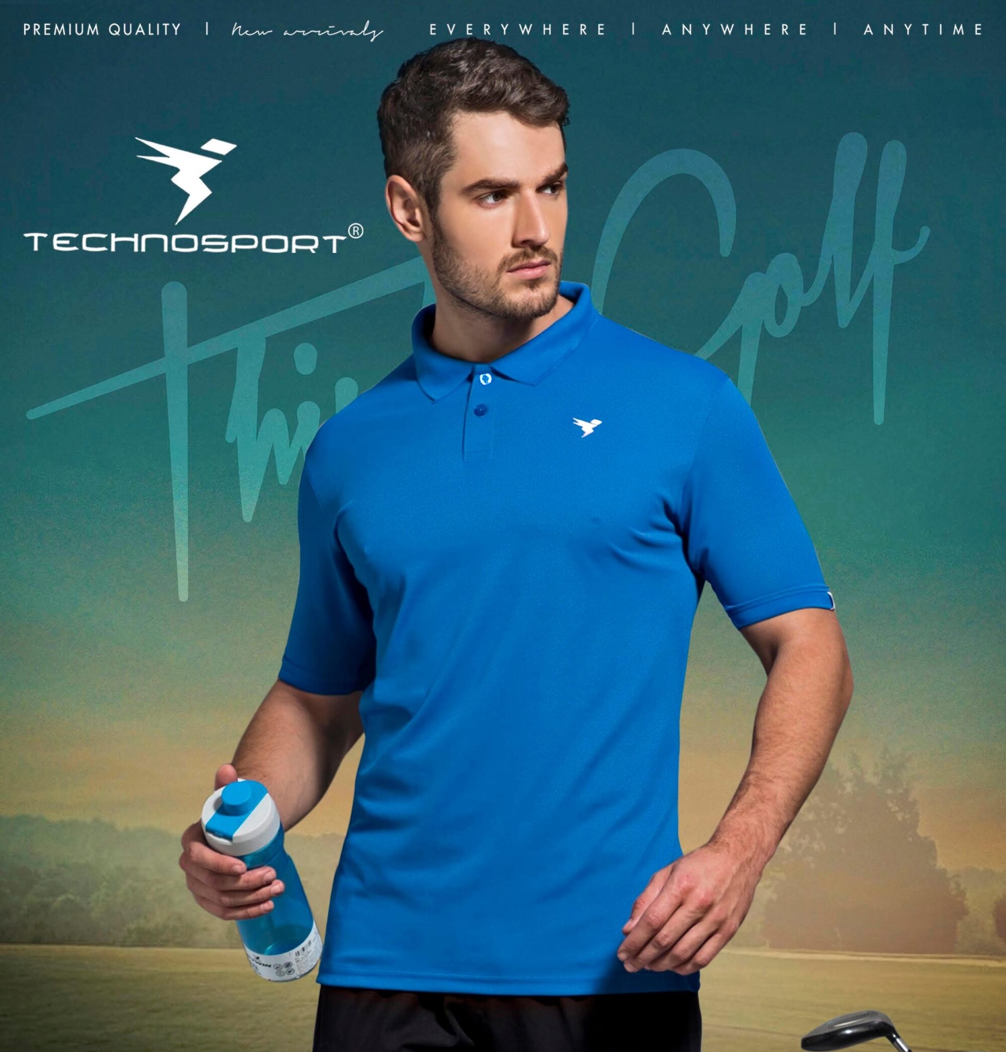 Technosport Flicker Royal Blue Dri Fit Polo T-Shirt (OR-11)