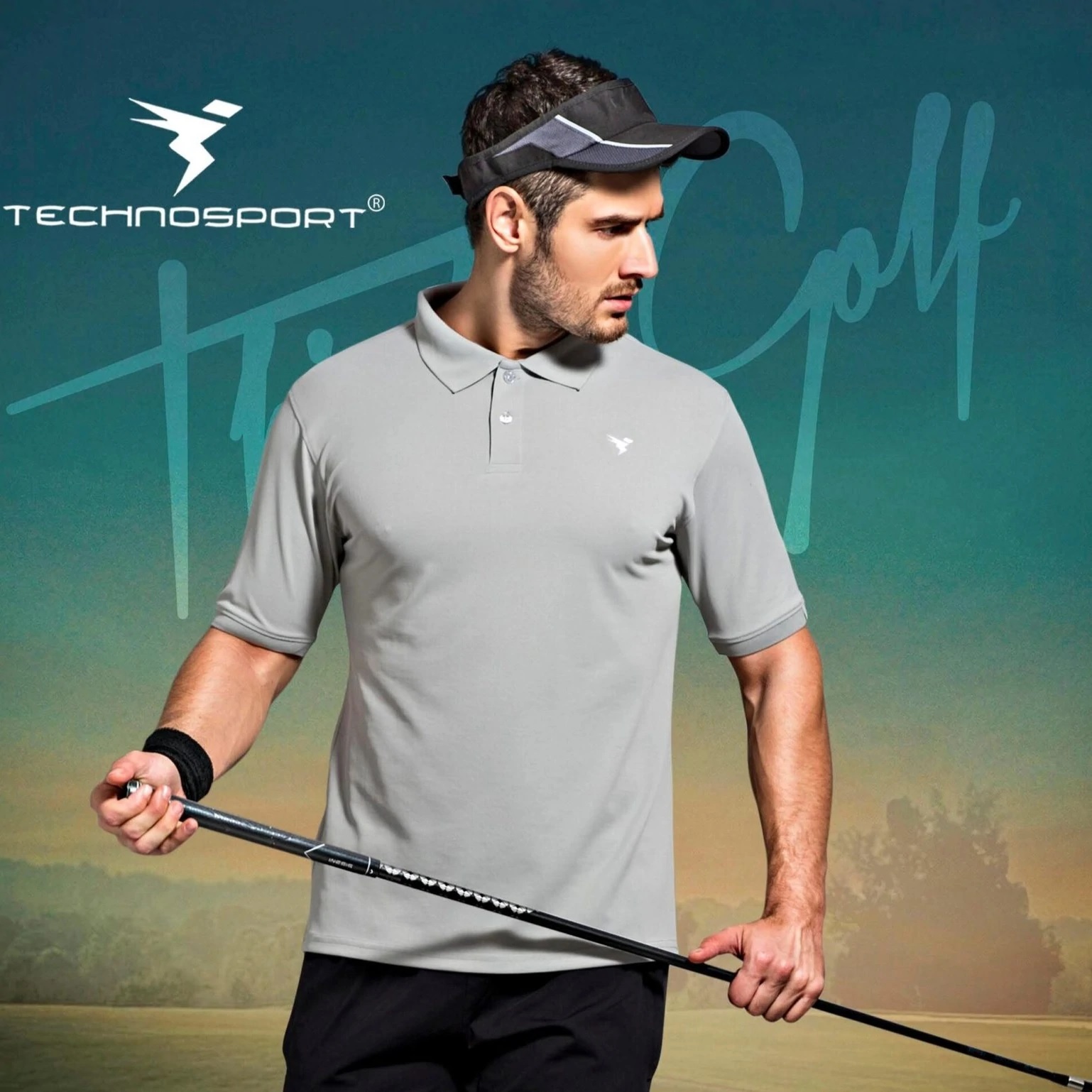Technosport Light Grey Dri Fit Polo T-Shirt (OR-11)