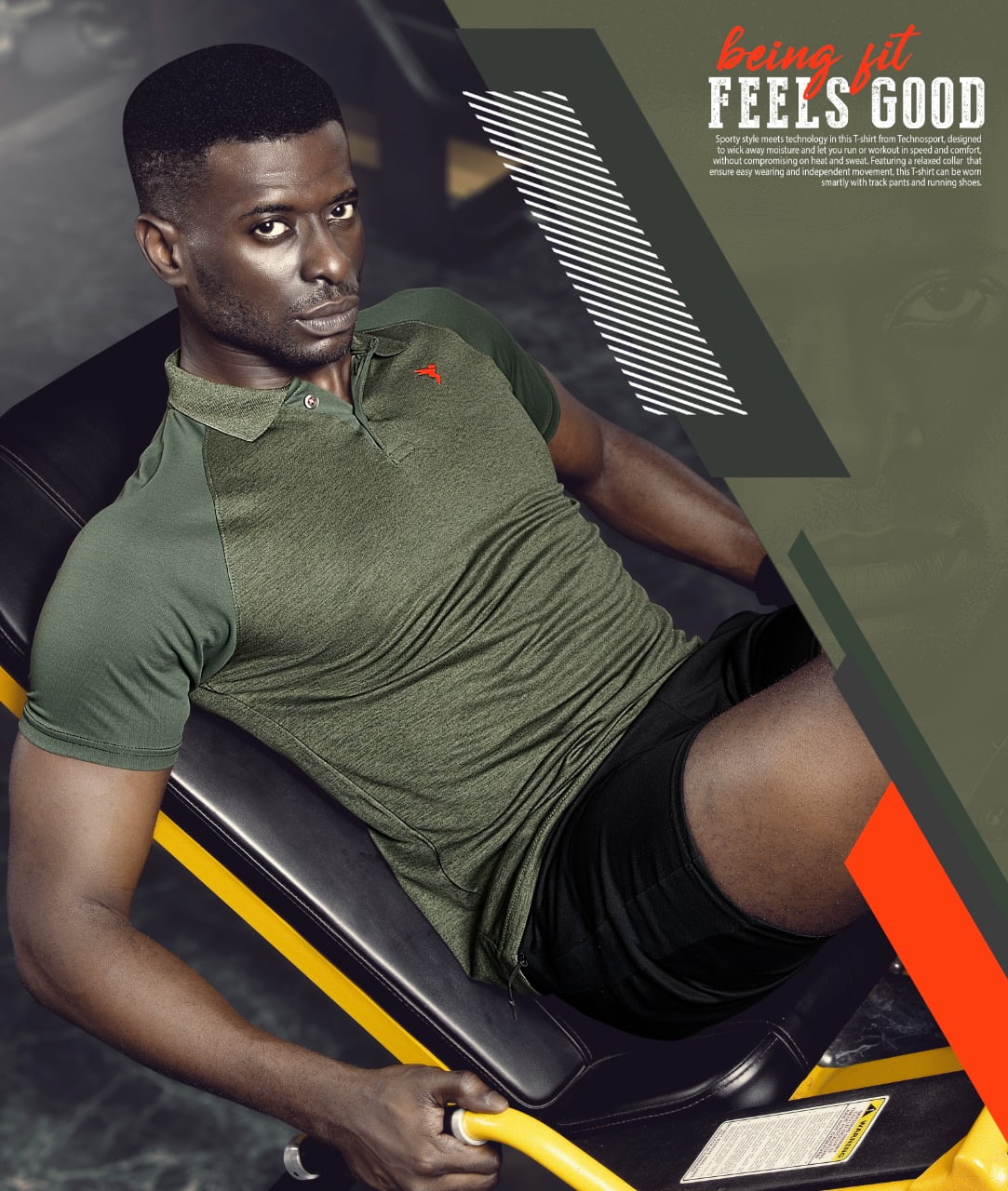 Technosport Polo Neck Half Sleeve T-Shirt Coral Green (OR-41)