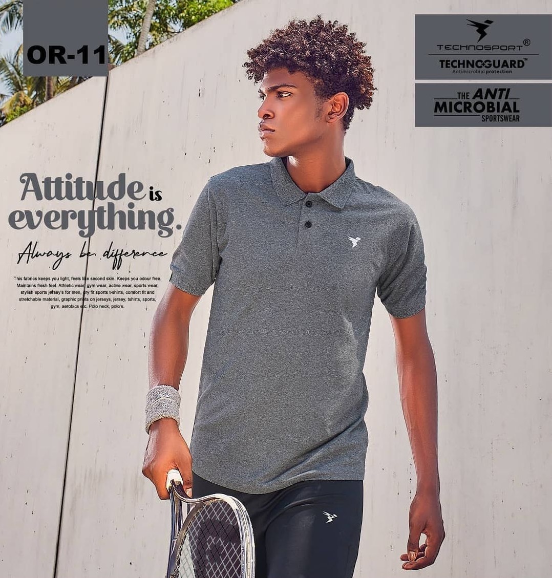 Technosport Sonic Silver Dri Fit Polo T-Shirt (OR-11)