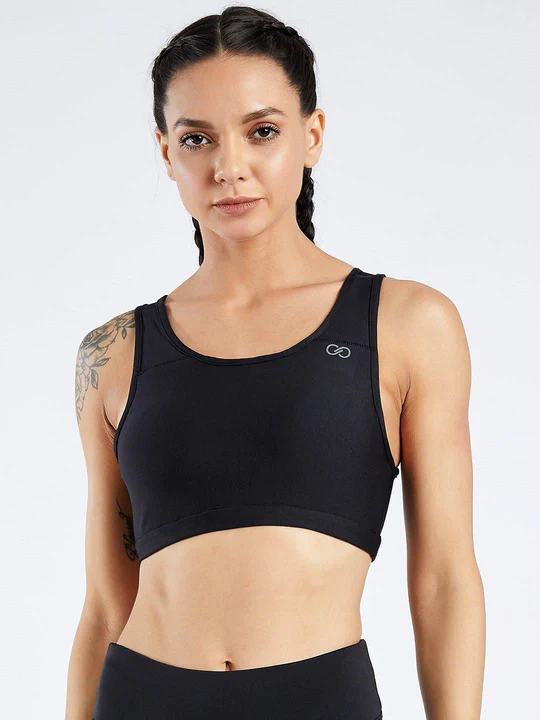 Creez Premium Maxtreme Pace Black High Neck Padded Sports Bra (CB-035)