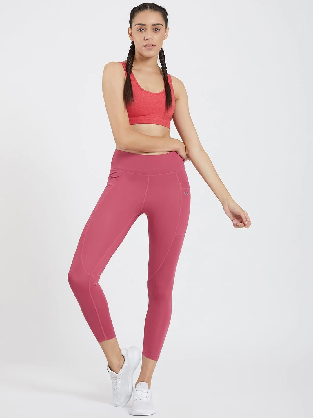 Creez Extra Premium Maxtreme Hippie Pink Ankle Pockets Leggings (CT-381)