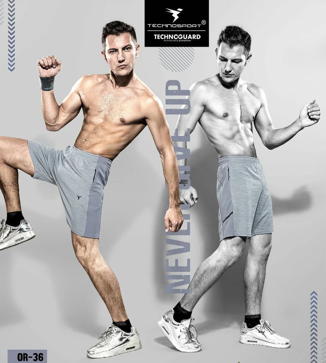 Technosport Dry Fit Melange Shorts White Gray (OR-36)