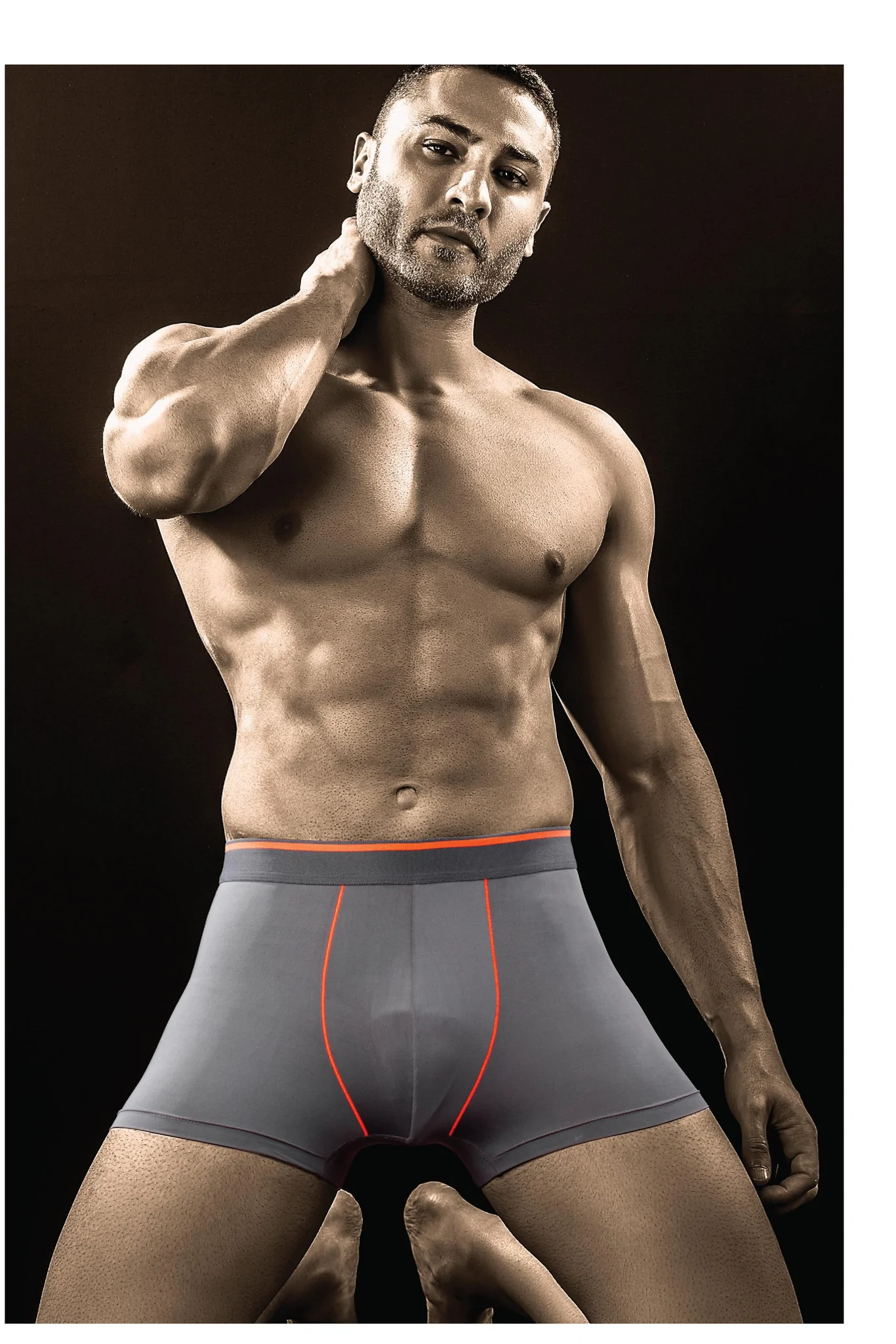 Technosport Anti Bacterial Innerwear Trunks Grey Orange (OR-53)