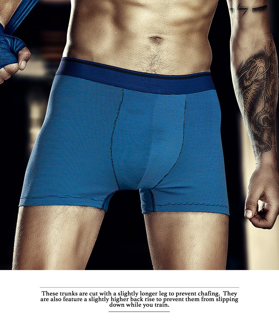 Technosport Anti Bacterial Innerwear Trunks Blue Lining (OR-53)