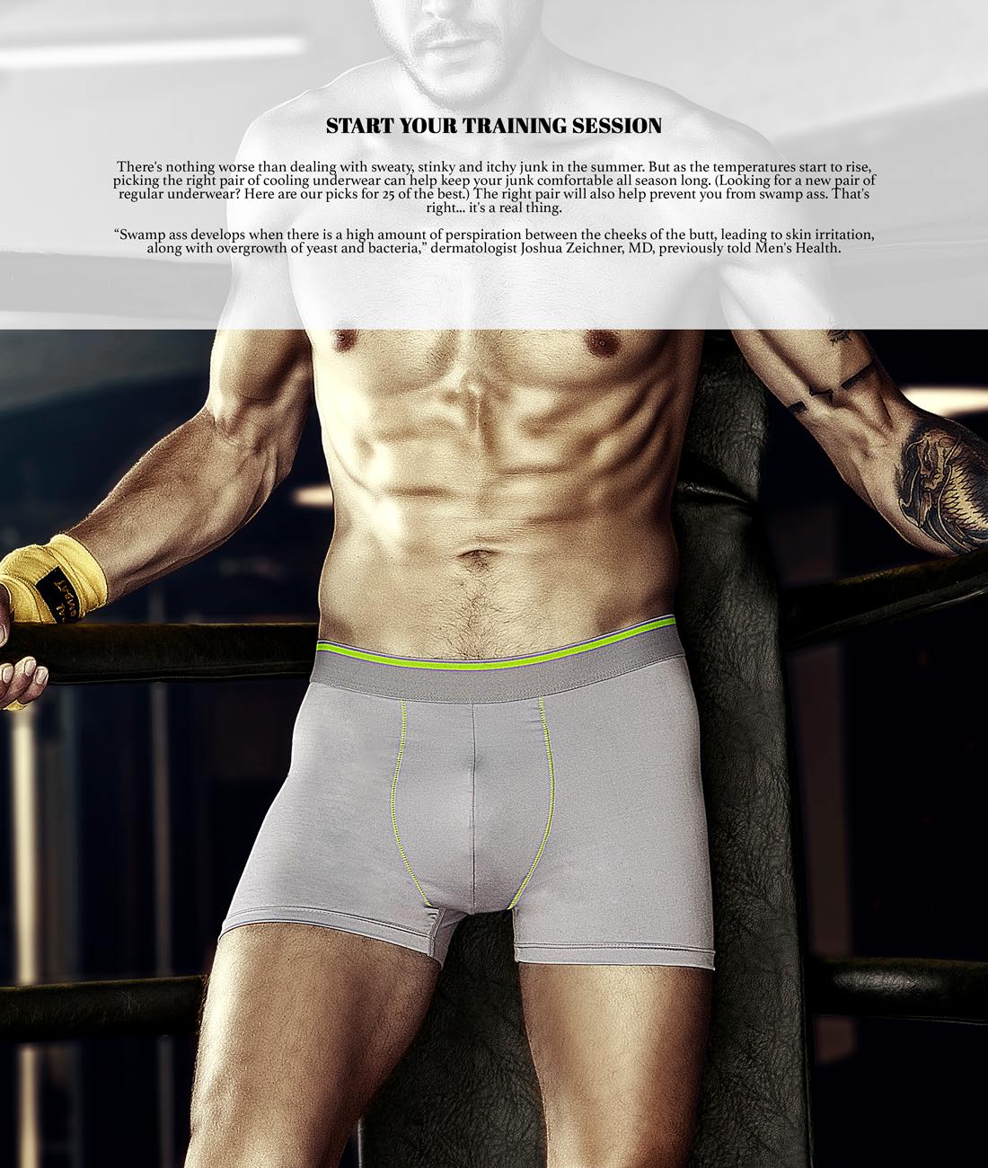 Technosport Anti Bacterial Innerwear Trunks Grey Neon (OR-53)