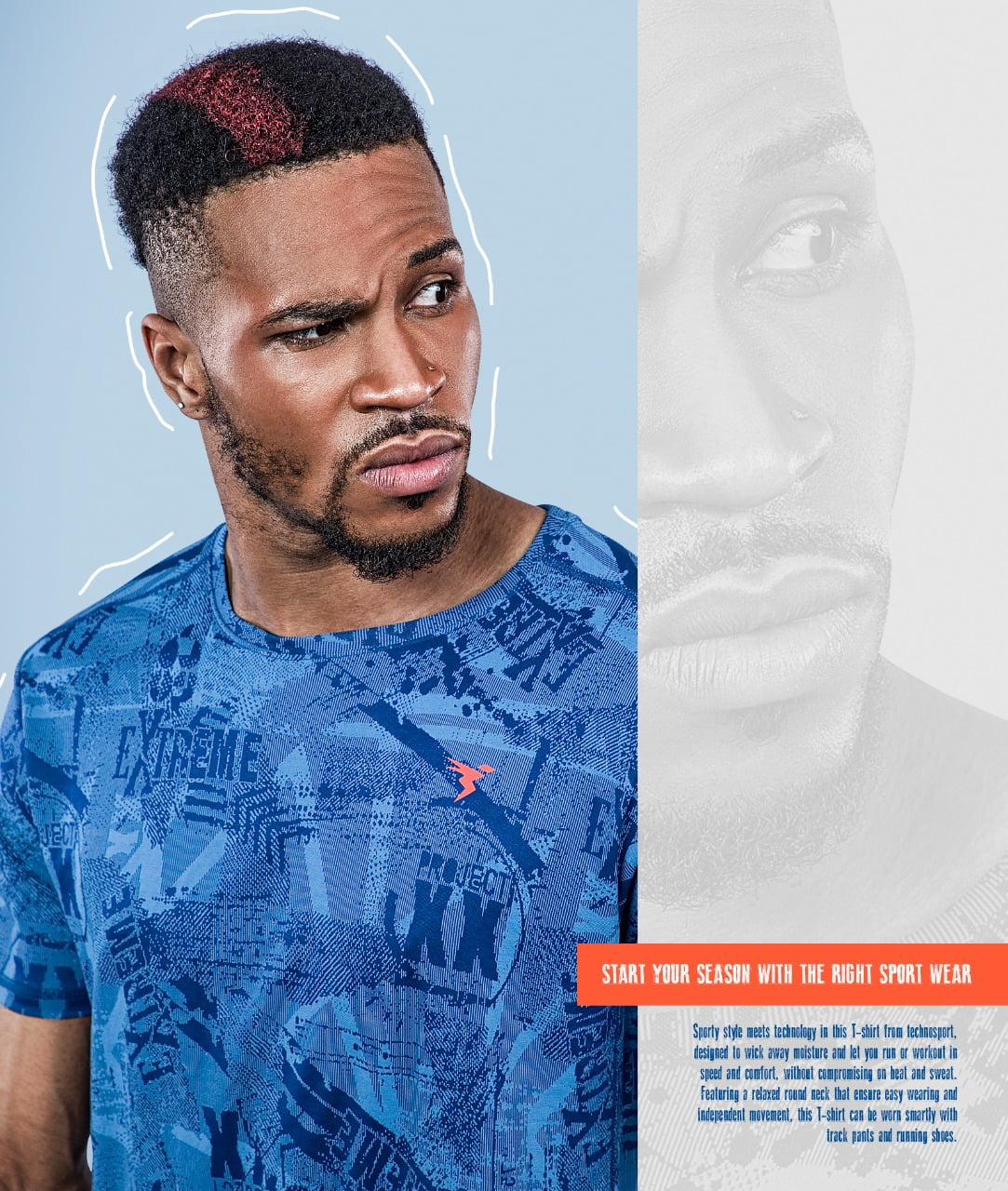 Technosport Round-Neck T-Shirt Blue (OR-60)