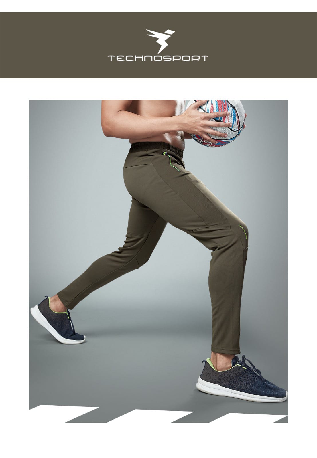 TechnoSport Dry-Fit Solid Track Pant Tarmac Green (OR-25)