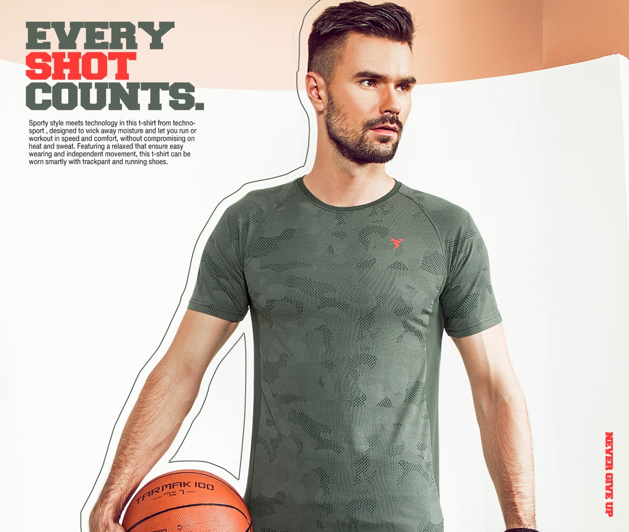 Technosport Round Neck T-Shirt Fluid Green (OR-50)