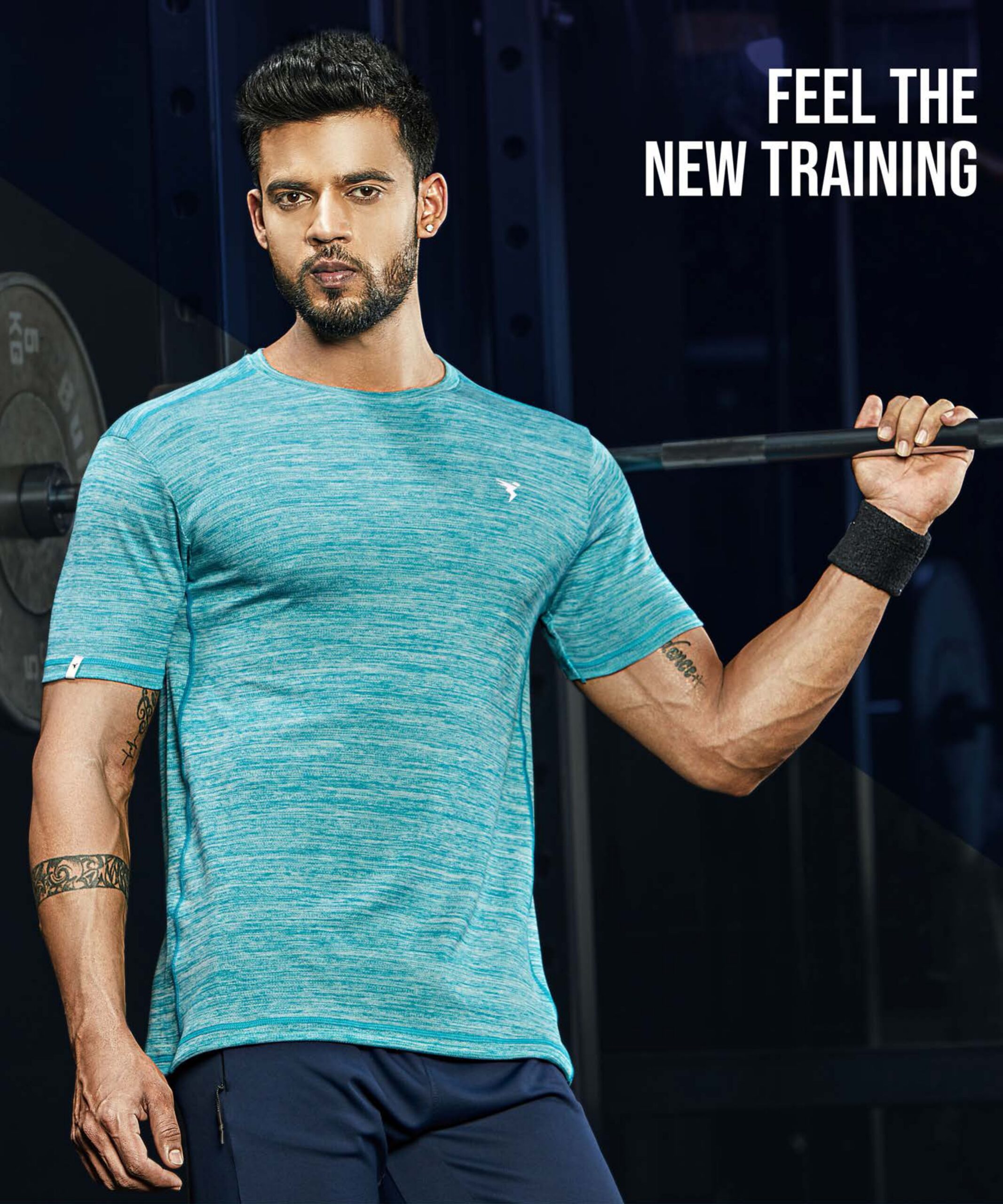Technosport Crew Neck Half Sleeve Cyan (OR-40)