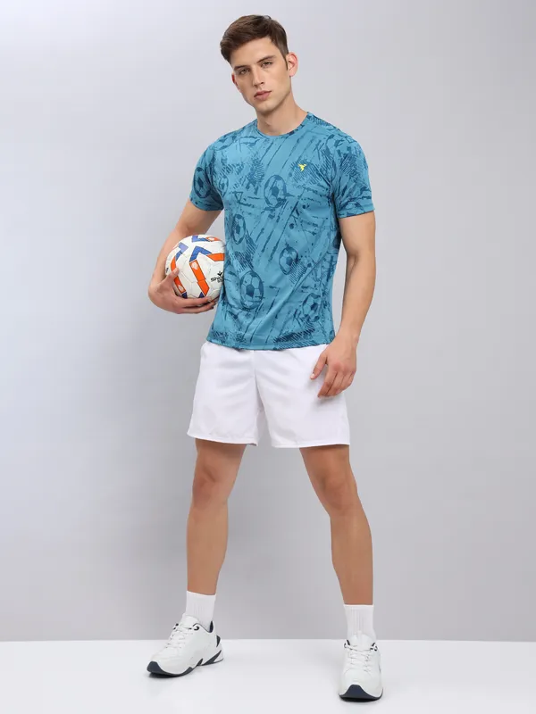 Technosport Half Sleeve Round Neck T-Shirt Cyan Blue (OR-60)