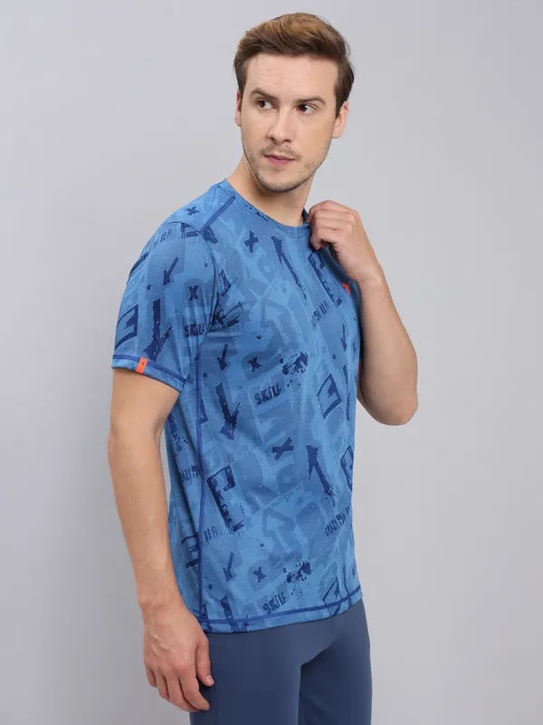 Technosport Half Sleeve Round Neck T-Shirt Denim Blue (OR-60)