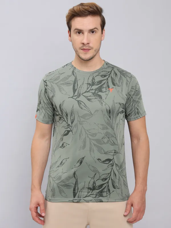 Technosport Half Sleeve Round Neck T-Shirt Olive Green (OR-60)