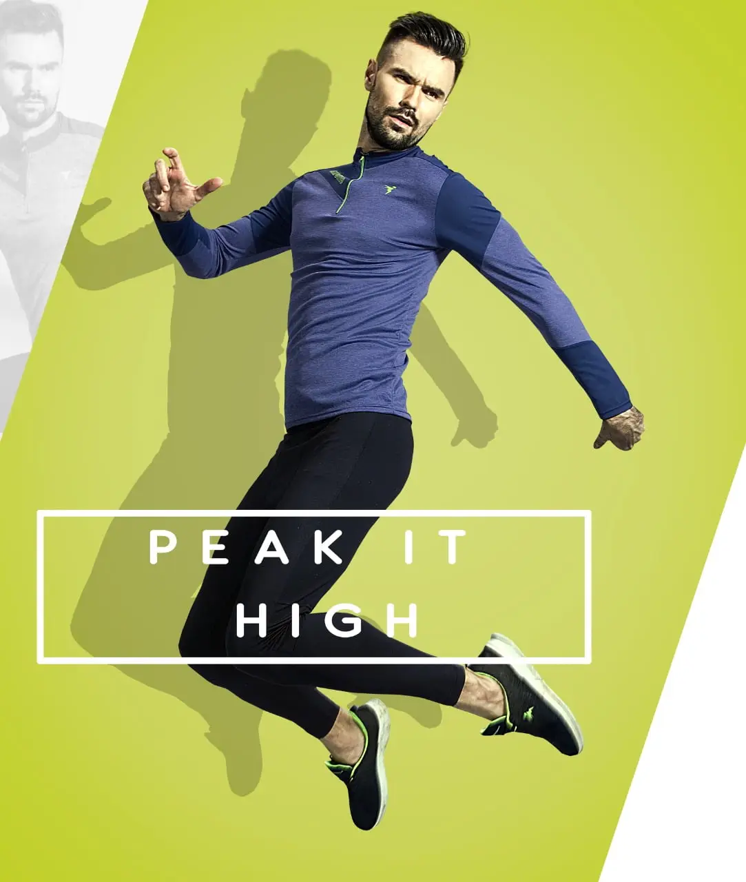 TechnoSport T Neck Full Sleeve Zipper T-Shirt Indigo (P-506)