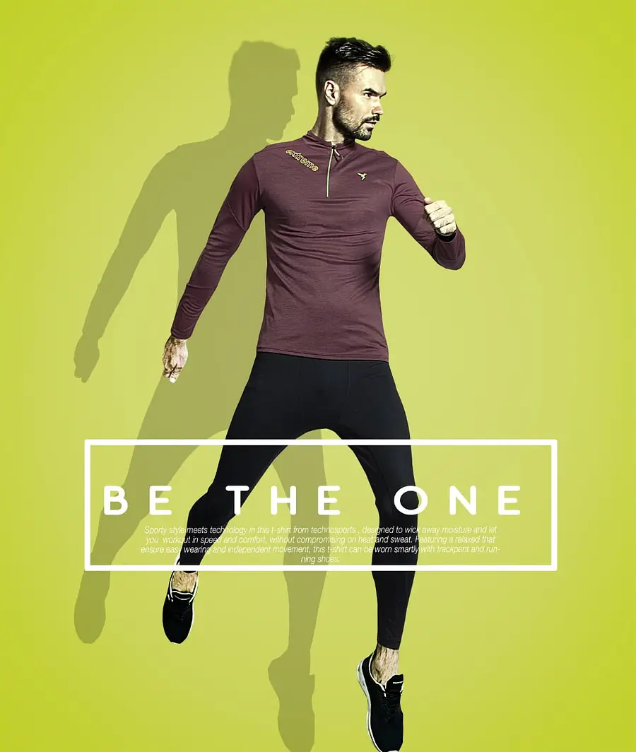 TechnoSport T Neck Full Sleeve Zipper T-Shirt Maroon (P-506)