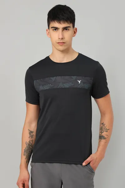 Technosport Crew Neck Half Sleeve Black