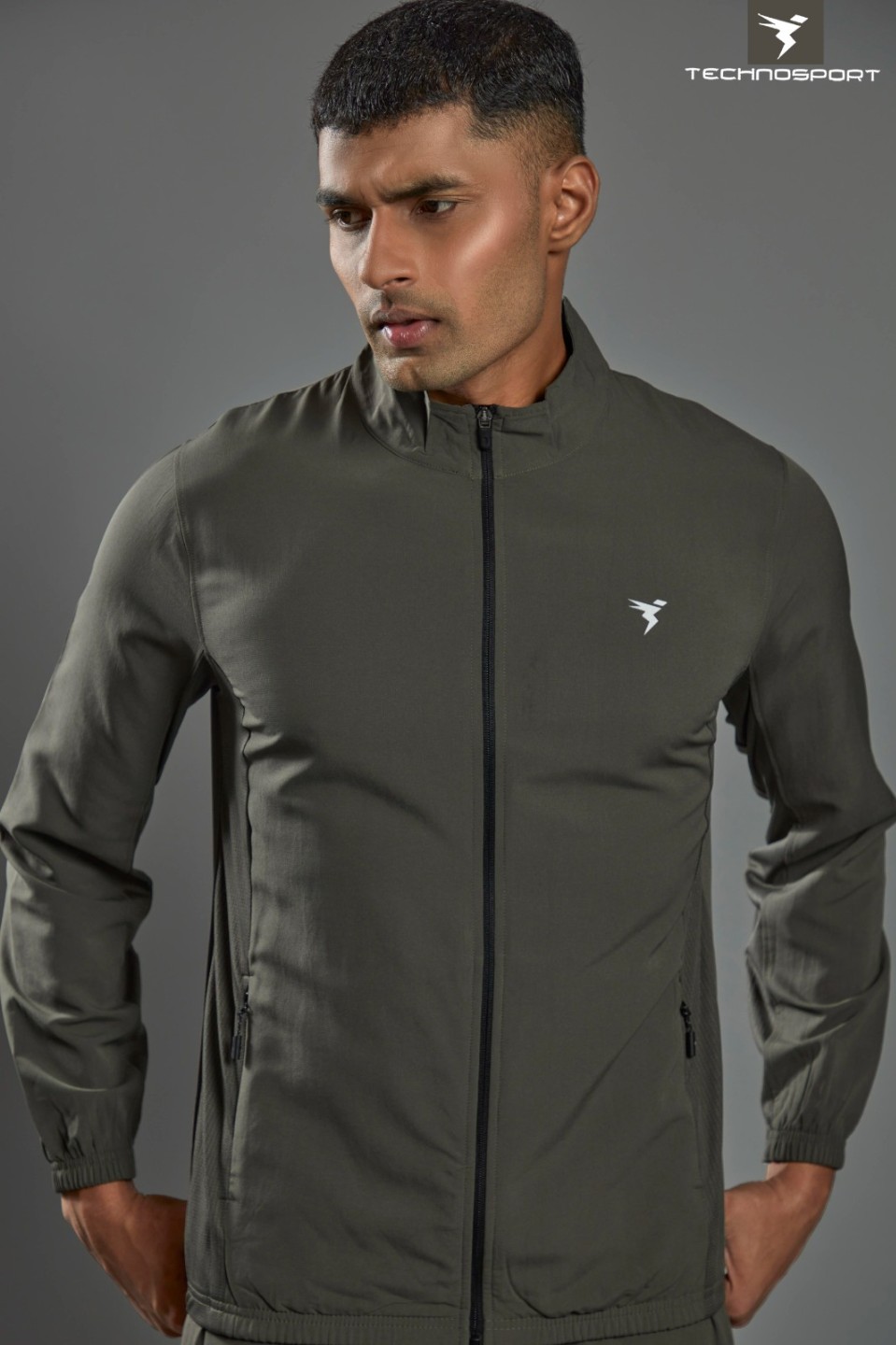 Technosport Solid Colour Sports Jacket Green