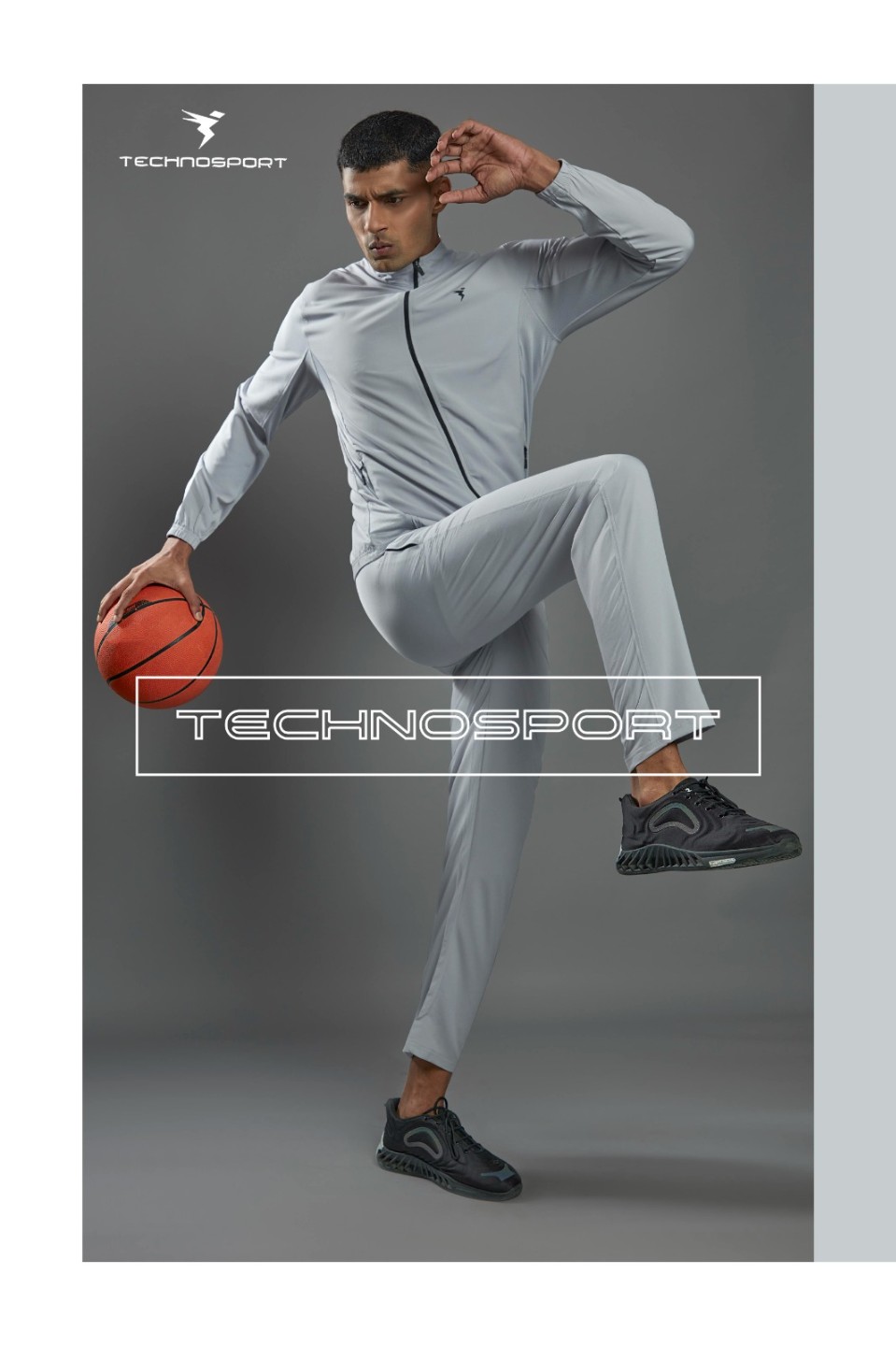Technosport Solid Colour Sports Jacket Gray