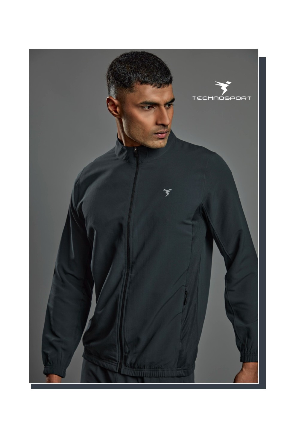 Technosport Solid Colour Sports Jacket Carbon Black