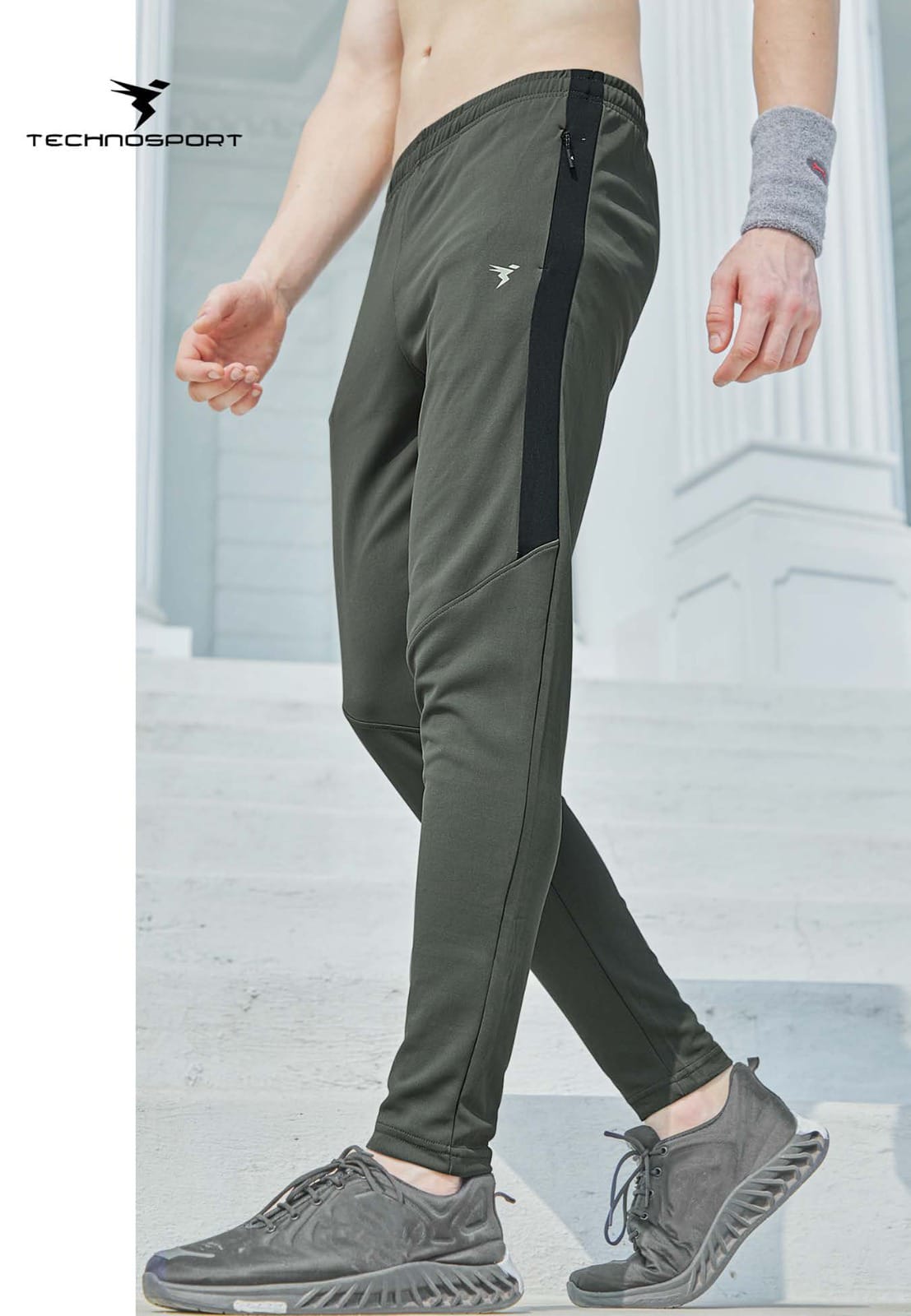 TechnoSport Men's Dri-Fit Solid Track Pant Beetle Green (P-590)