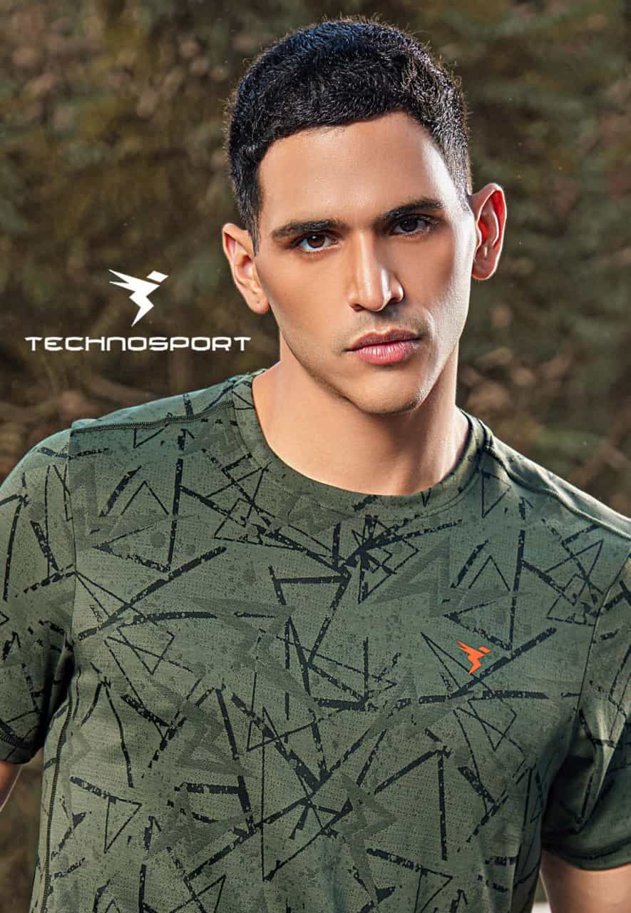 Technosport Half Sleeve Round Neck T-Shirt Pine Green (OR-60)