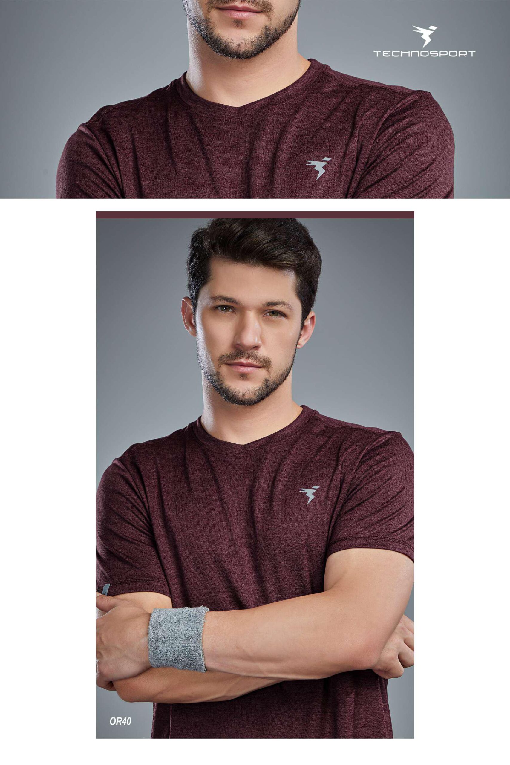 Technosport Crew Neck Half Sleeve Maroon (OR-40)