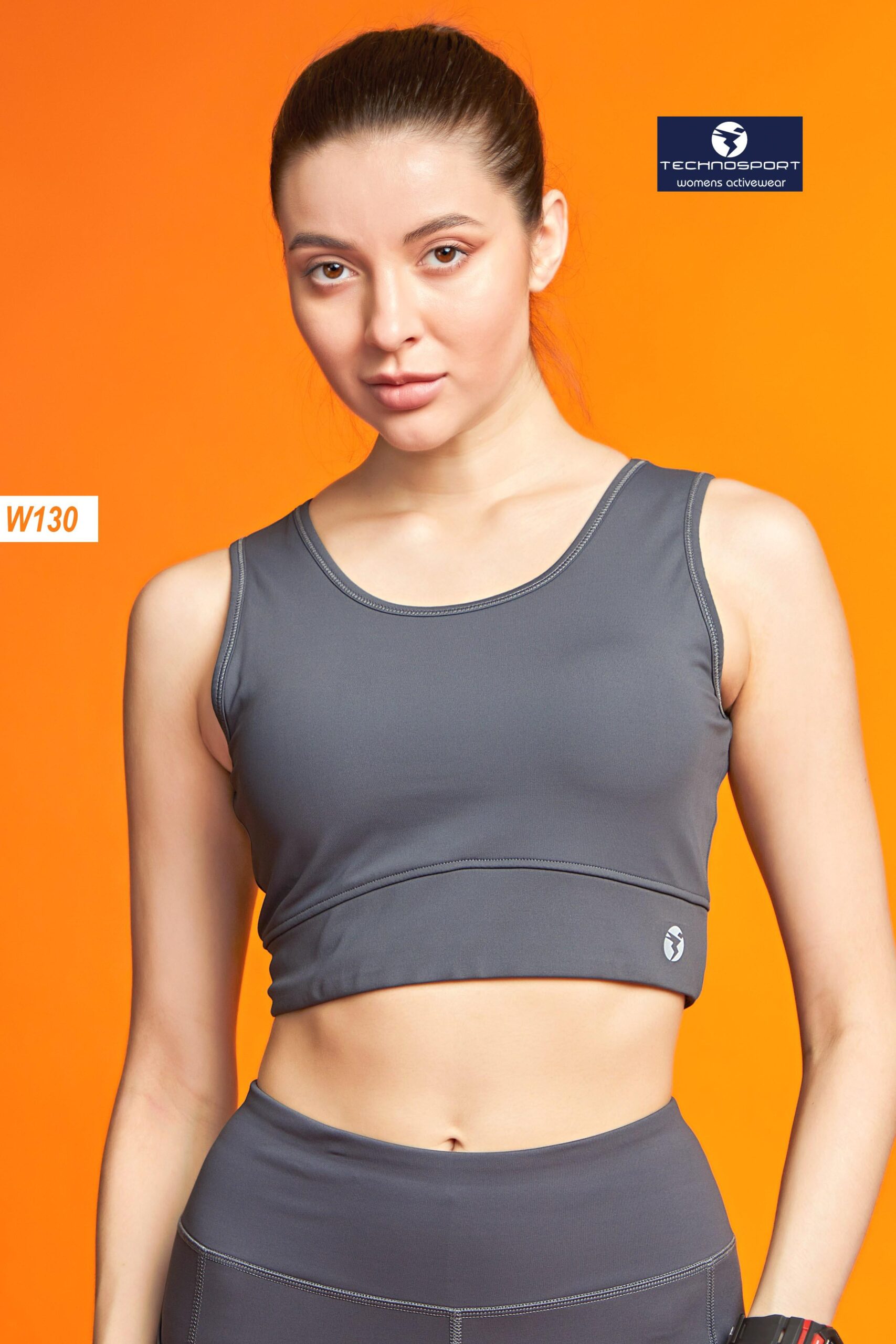 Technosport Women’s Activewear Iron Gray High Neck Padded Sports Bra (W-130)
