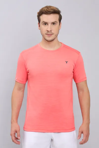Technosport Crew Neck Half Sleeve Coral Red (OR-40)