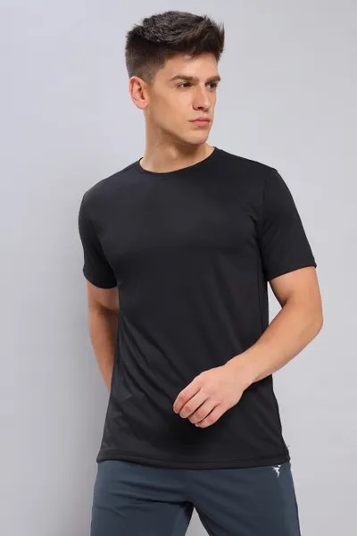 Technosport Round Neck Half Sleeve Dry Fit T Shirt for Men OR-35 (Black)
