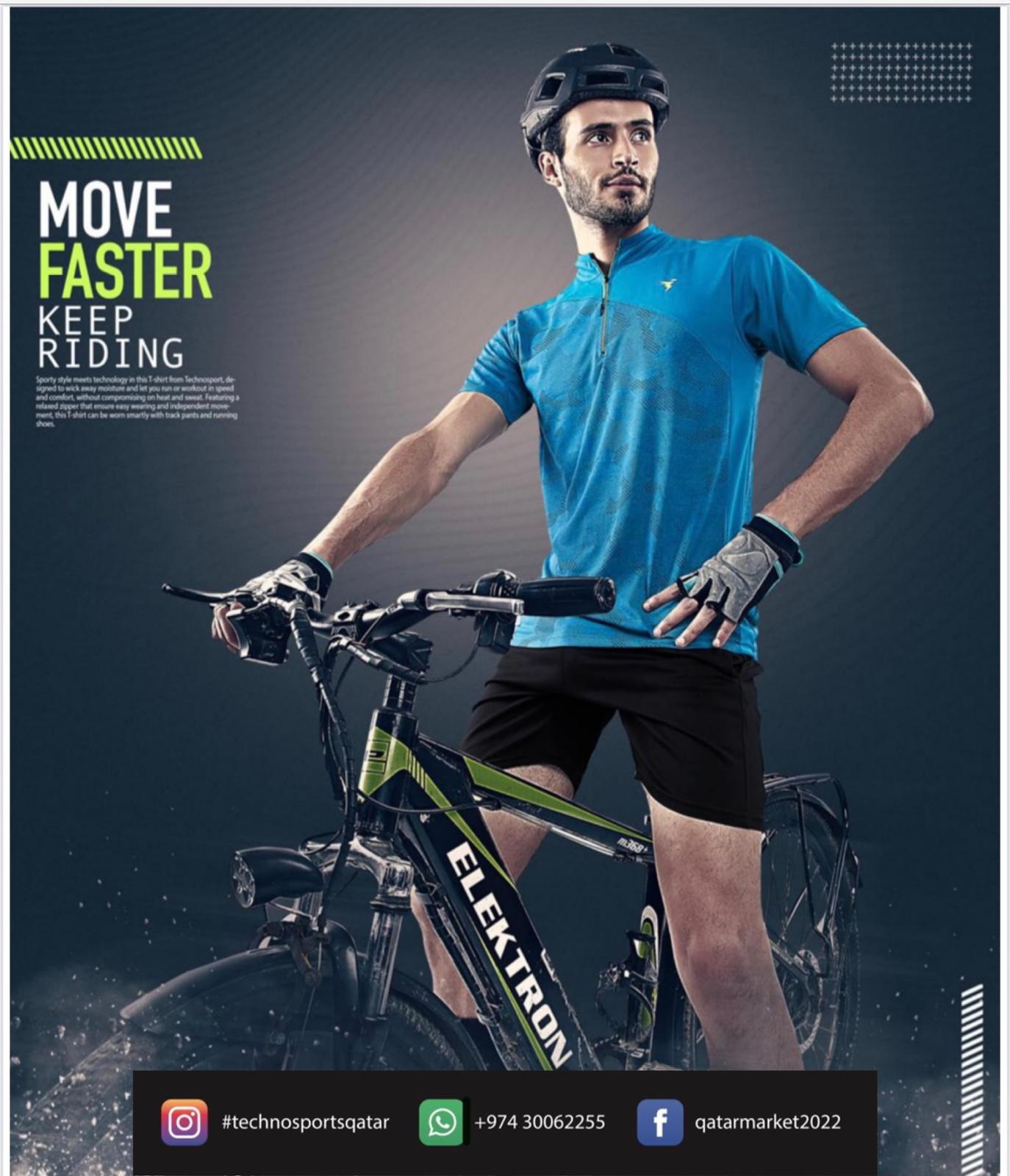 Technosport Half hand Zipper T-Shirt Cyan (P-471)