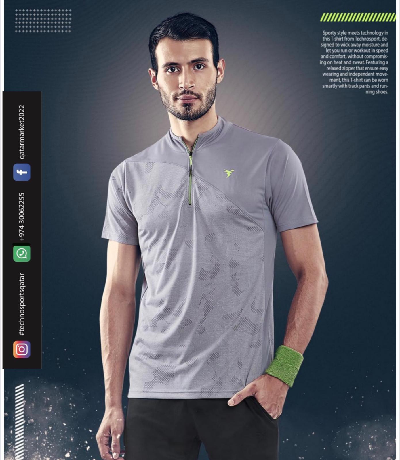 Technosport Half hand Zipper T-Shirt Ligt Gray (P-471)