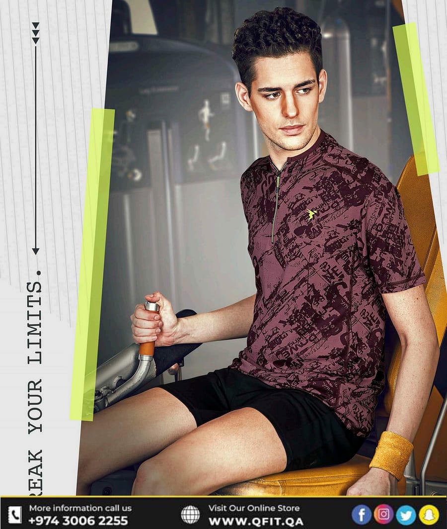 Technosport Half hand Zipper T-Shirt Maroon (P-459)