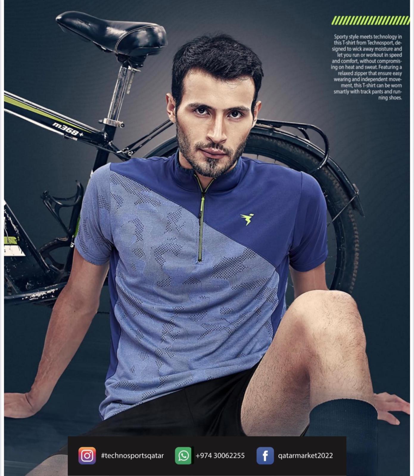 Technosport Half hand Zipper T-Shirt Indigo (P-471)